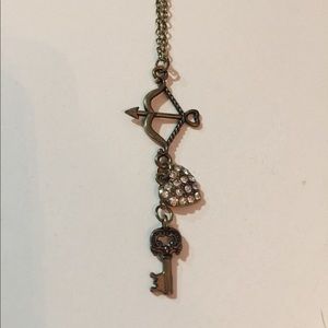 Crossbow, Key, and Heart Charm Necklace